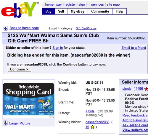 Ebay Walmart card