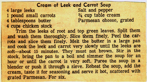 cream of leek and carrot soup