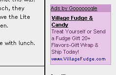 an advertisement for VillageFudge.com