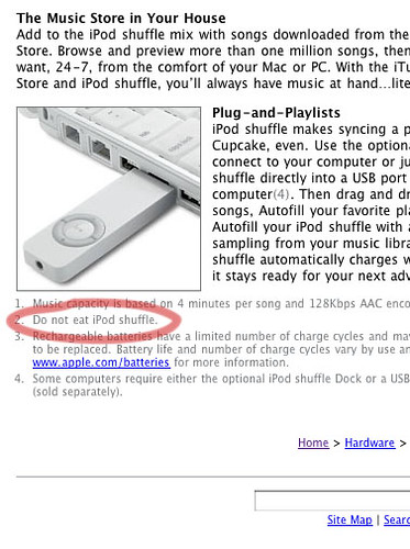 Do not eat iPod shuffle?